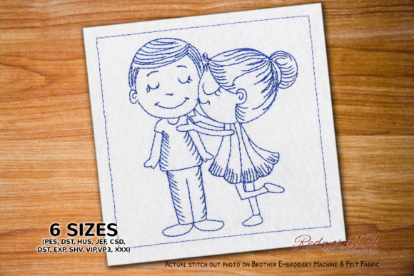 Boy and Girl Kissing Lineart