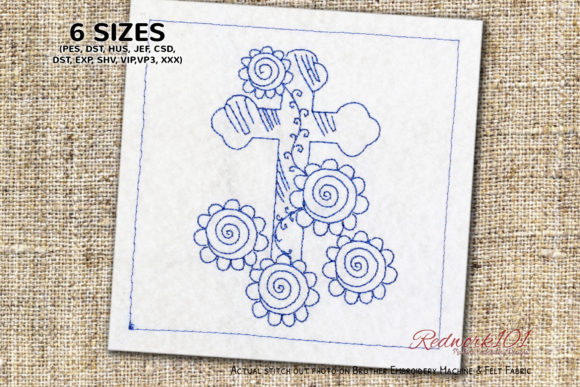 Easter Cross with Flower Lineart